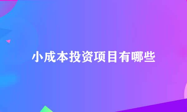 小成本投资项目有哪些