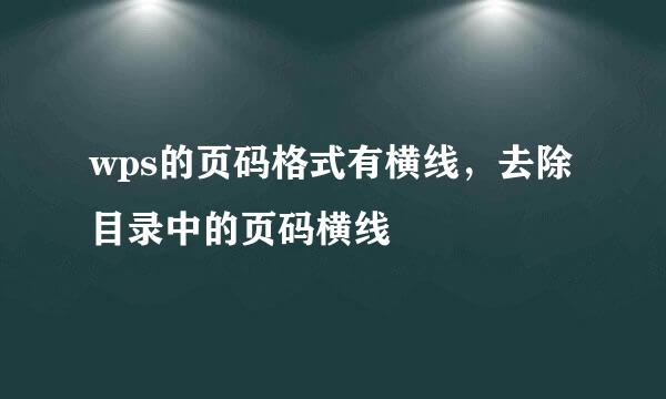 wps的页码格式有横线，去除目录中的页码横线