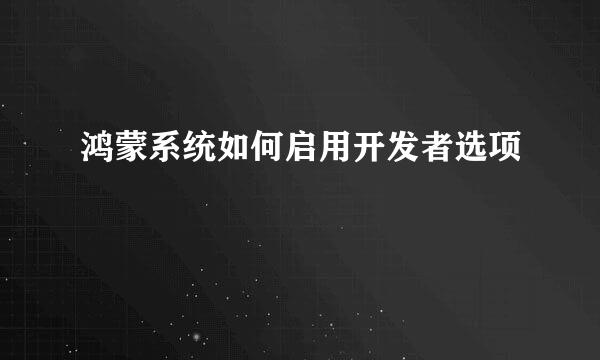 鸿蒙系统如何启用开发者选项