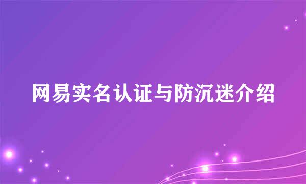 网易实名认证与防沉迷介绍