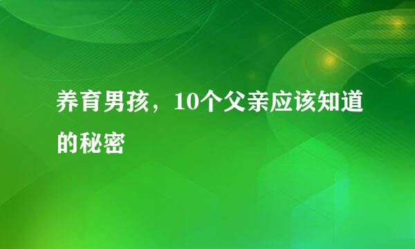 养育男孩，10个父亲应该知道的秘密