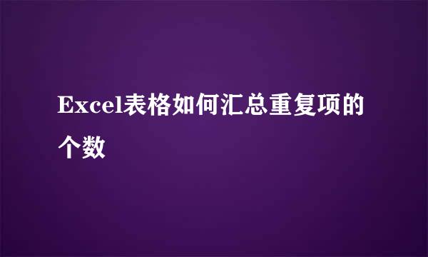 Excel表格如何汇总重复项的个数