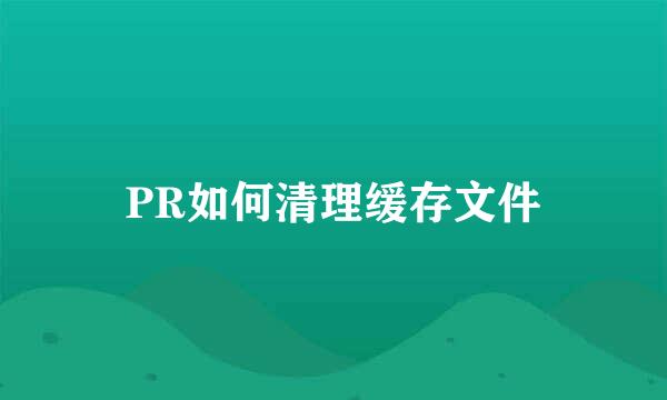 PR如何清理缓存文件