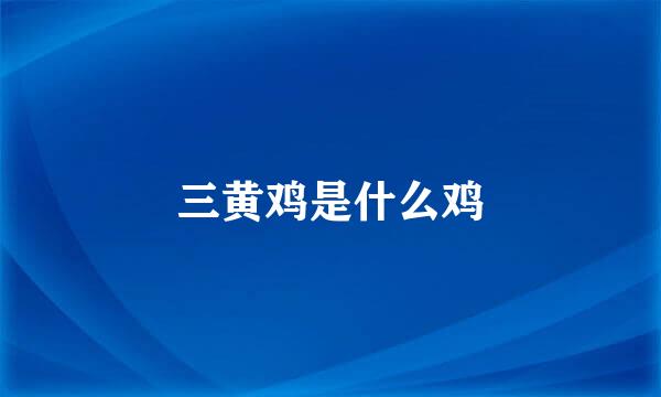 三黄鸡是什么鸡