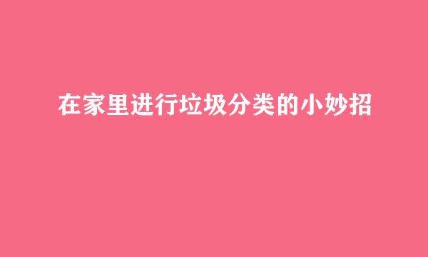 在家里进行垃圾分类的小妙招