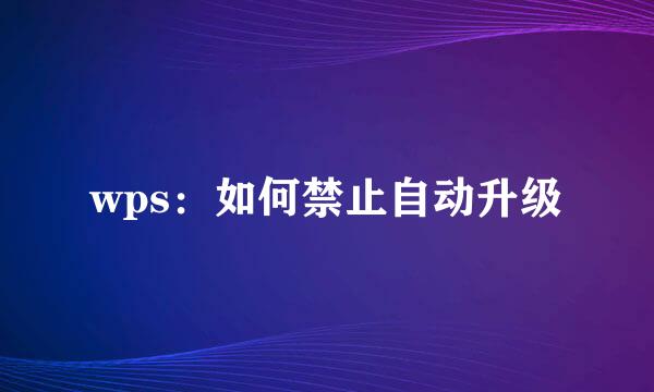 wps：如何禁止自动升级