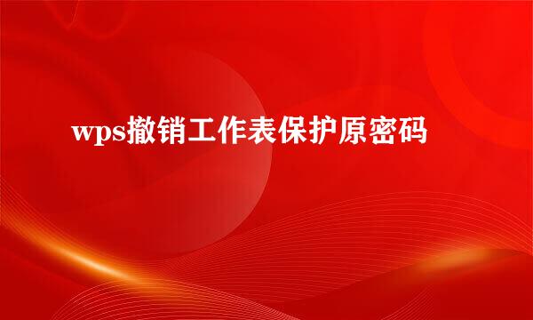 wps撤销工作表保护原密码
