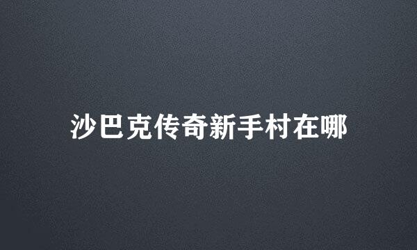 沙巴克传奇新手村在哪