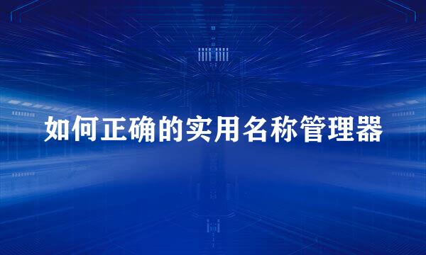 如何正确的实用名称管理器