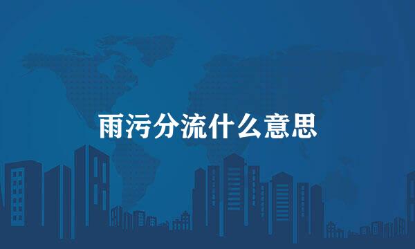 雨污分流什么意思