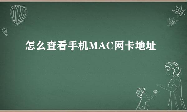 怎么查看手机MAC网卡地址