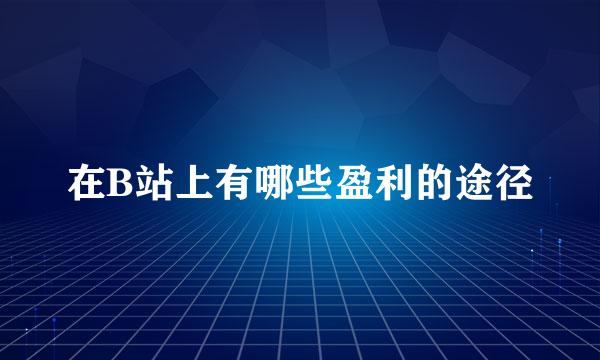 在B站上有哪些盈利的途径