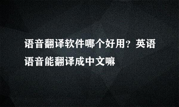 语音翻译软件哪个好用？英语语音能翻译成中文嘛