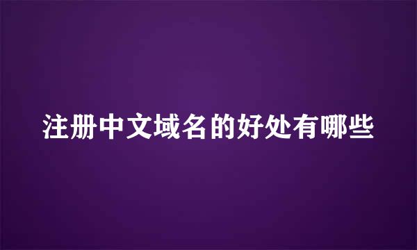 注册中文域名的好处有哪些