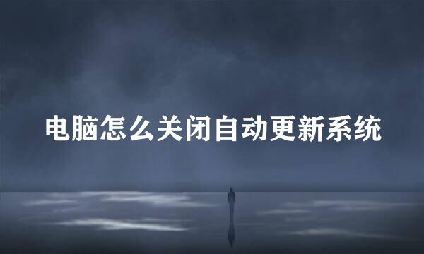 电脑怎么关闭自动更新系统