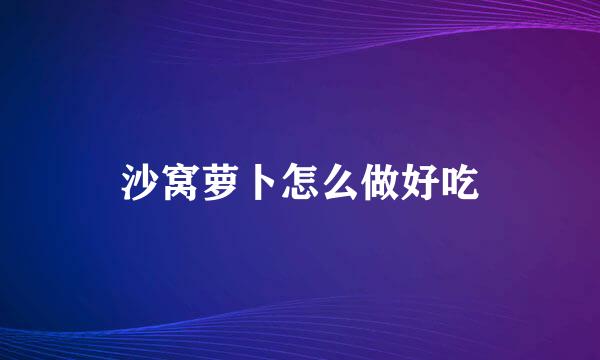 沙窝萝卜怎么做好吃