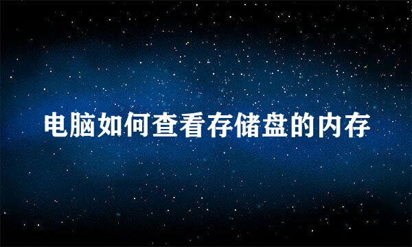 电脑如何查看存储盘的内存