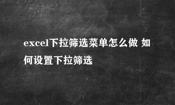 excel下拉筛选菜单怎么做 如何设置下拉筛选