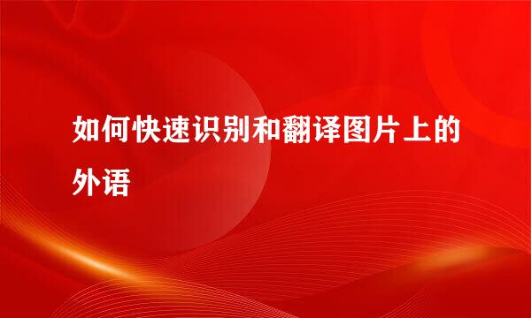 如何快速识别和翻译图片上的外语