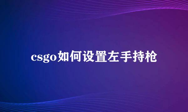 csgo如何设置左手持枪