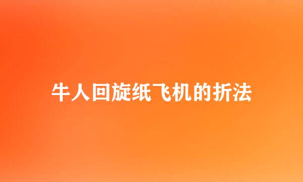 牛人回旋纸飞机的折法