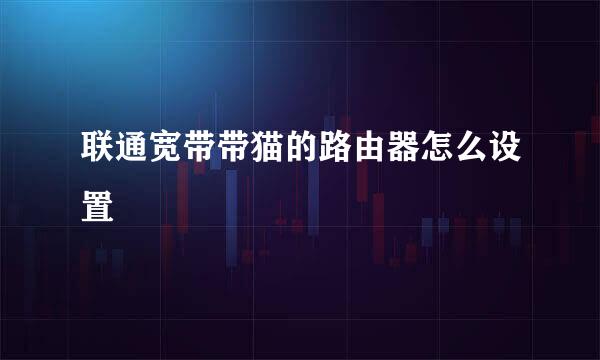 联通宽带带猫的路由器怎么设置