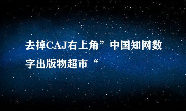 去掉CAJ右上角”中国知网数字出版物超市“