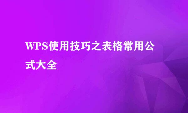 WPS使用技巧之表格常用公式大全