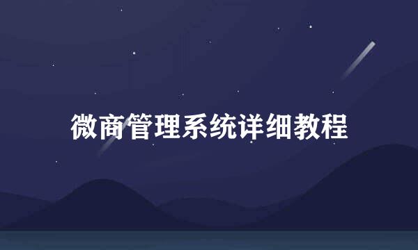 微商管理系统详细教程