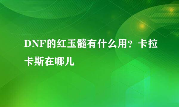 DNF的红玉髓有什么用？卡拉卡斯在哪儿