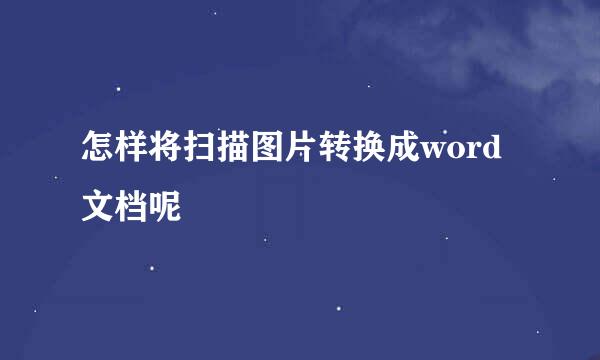 怎样将扫描图片转换成word文档呢