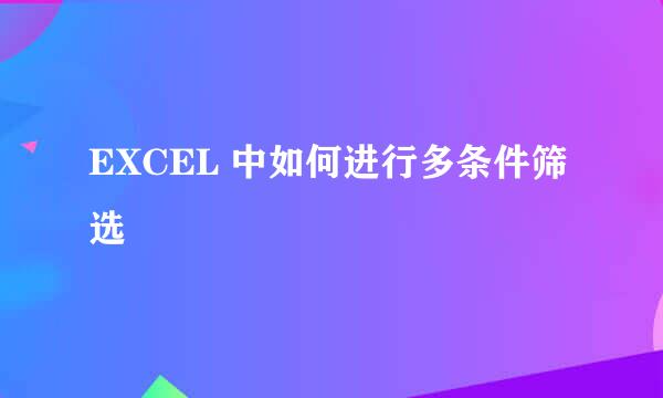 EXCEL 中如何进行多条件筛选