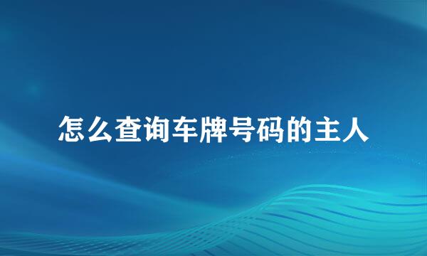 怎么查询车牌号码的主人
