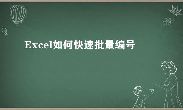 Excel如何快速批量编号