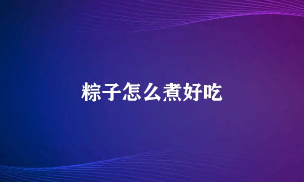 粽子怎么煮好吃