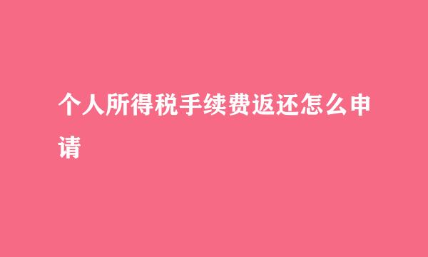 个人所得税手续费返还怎么申请