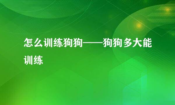 怎么训练狗狗——狗狗多大能训练