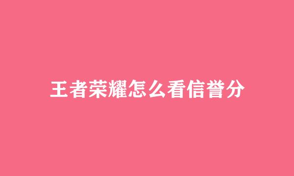 王者荣耀怎么看信誉分