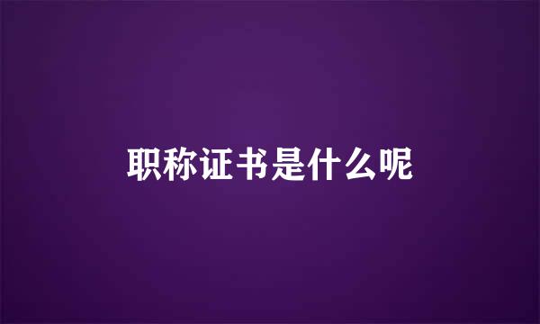 职称证书是什么呢