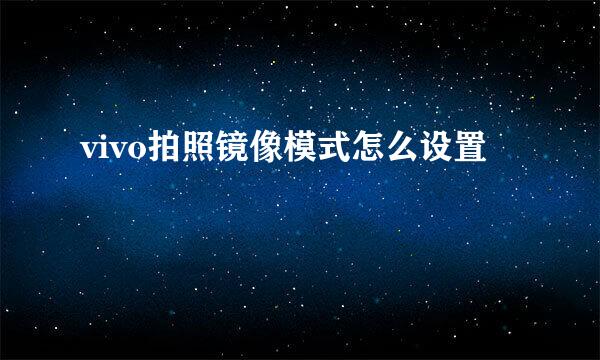 vivo拍照镜像模式怎么设置