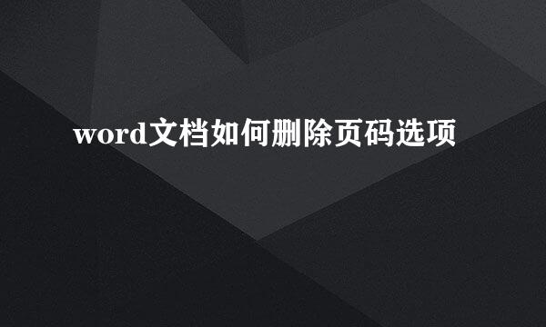 word文档如何删除页码选项