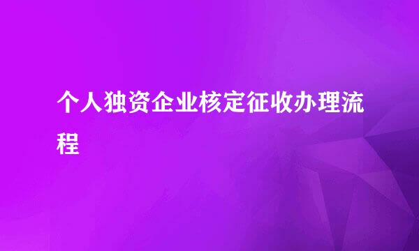 个人独资企业核定征收办理流程