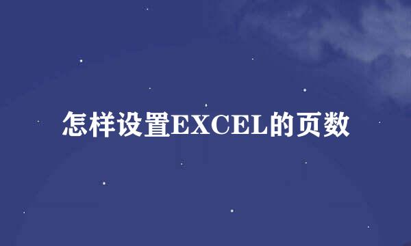 怎样设置EXCEL的页数