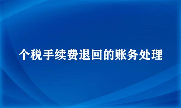 个税手续费退回的账务处理