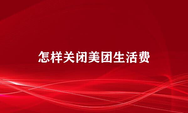 怎样关闭美团生活费