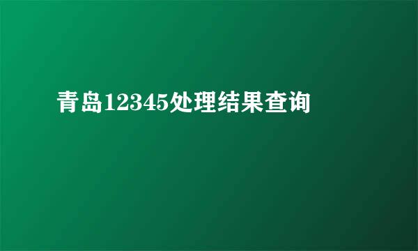青岛12345处理结果查询