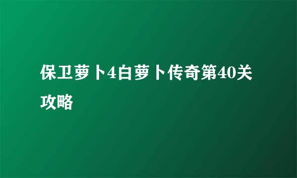 保卫萝卜4白萝卜传奇第40关攻略