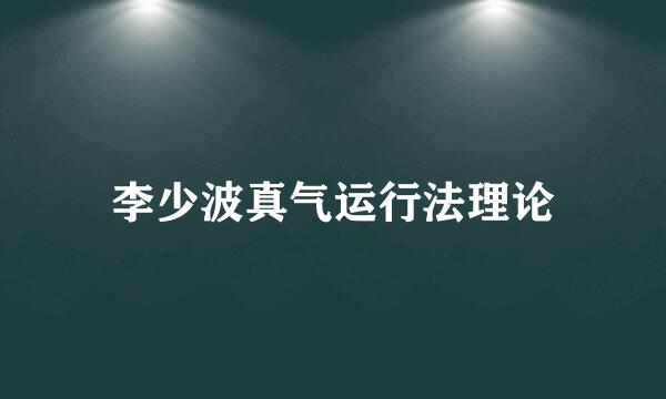李少波真气运行法理论