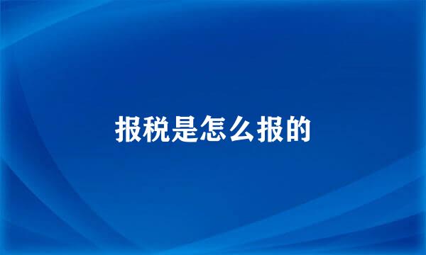 报税是怎么报的