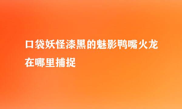 口袋妖怪漆黑的魅影鸭嘴火龙在哪里捕捉